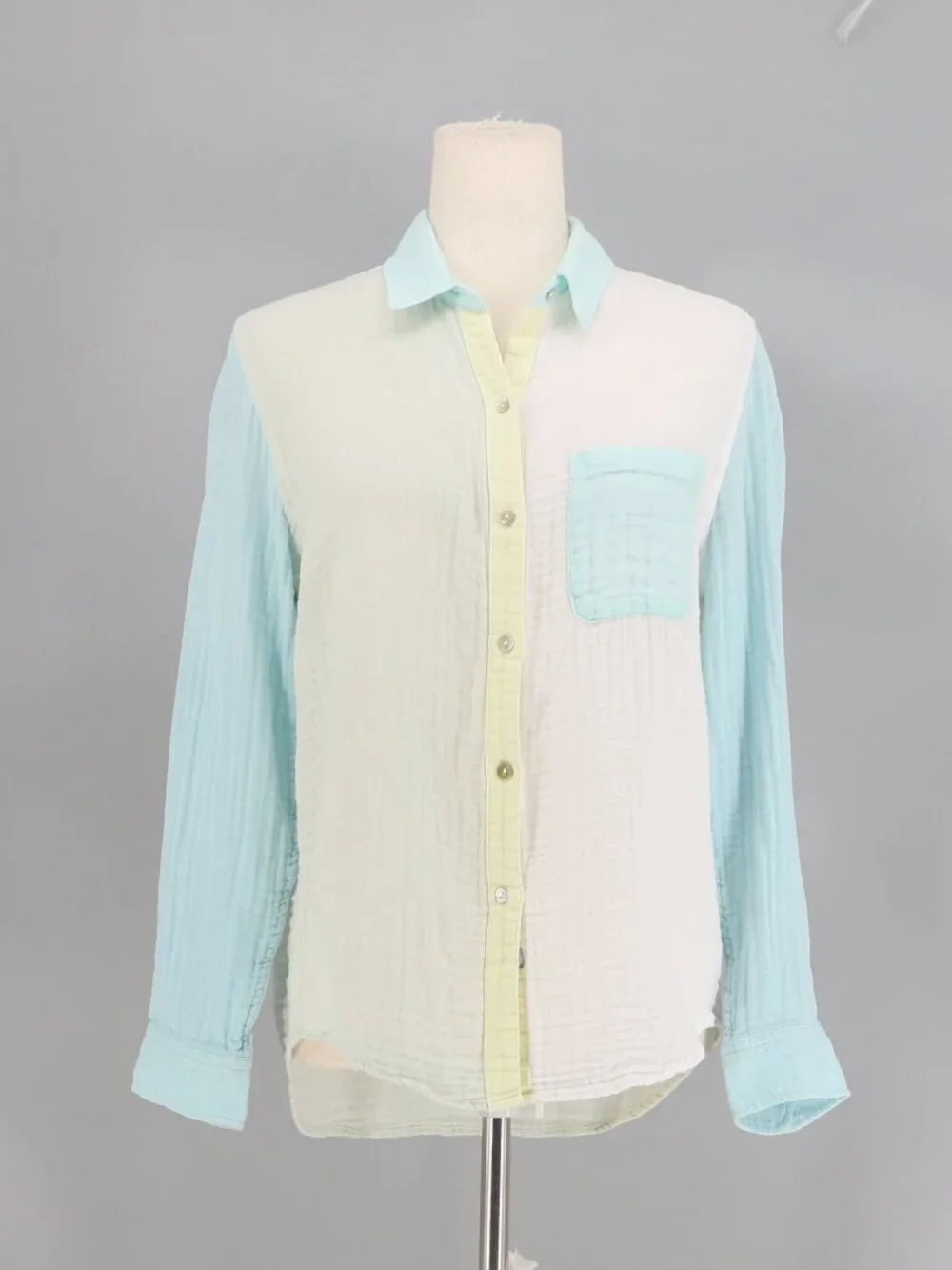 RAILS Ellis Mint Cotton Gauze Colorblock Button Down Shirt Size S - Picture 1 of 6